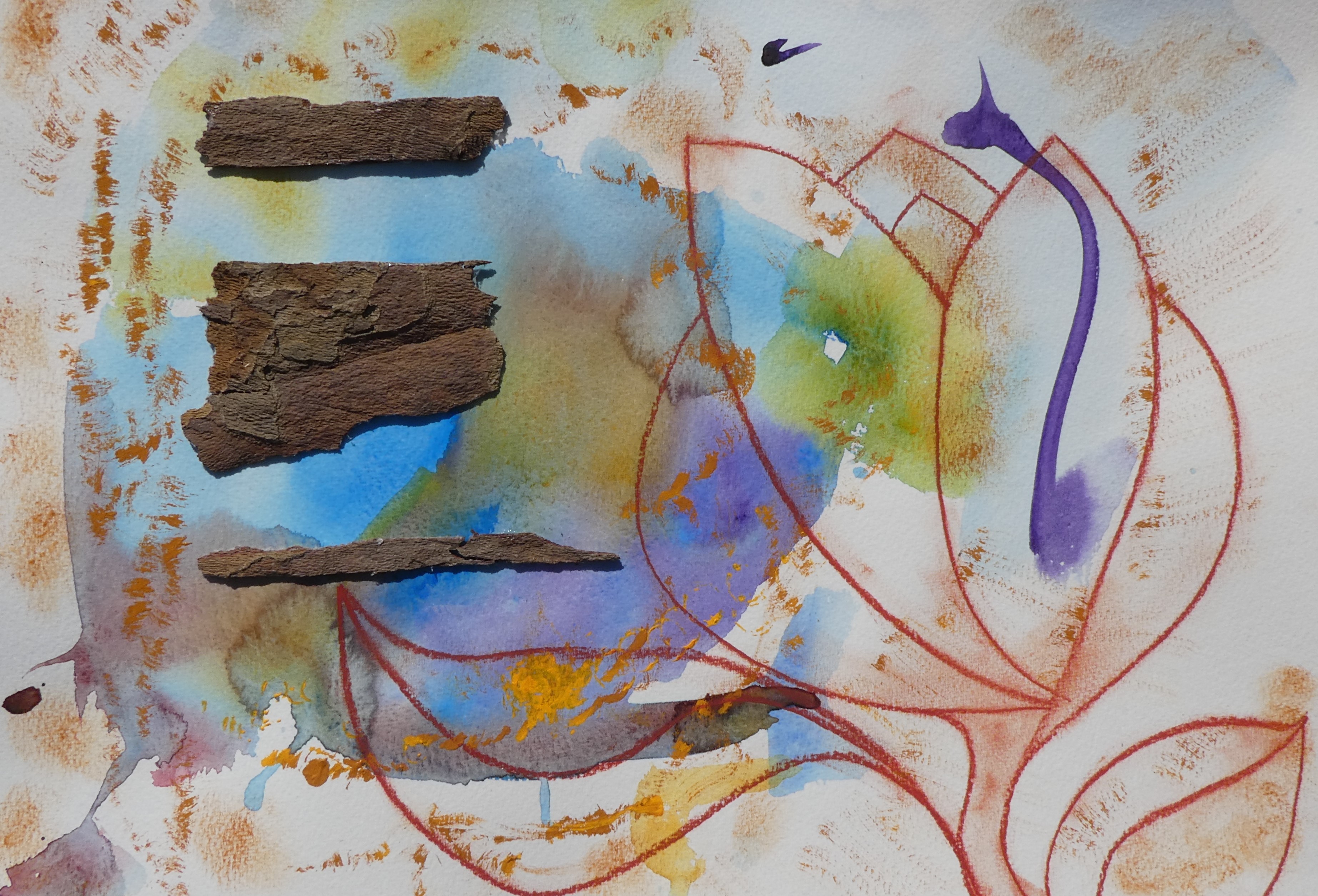 Bark, painting and tulip drawing IV